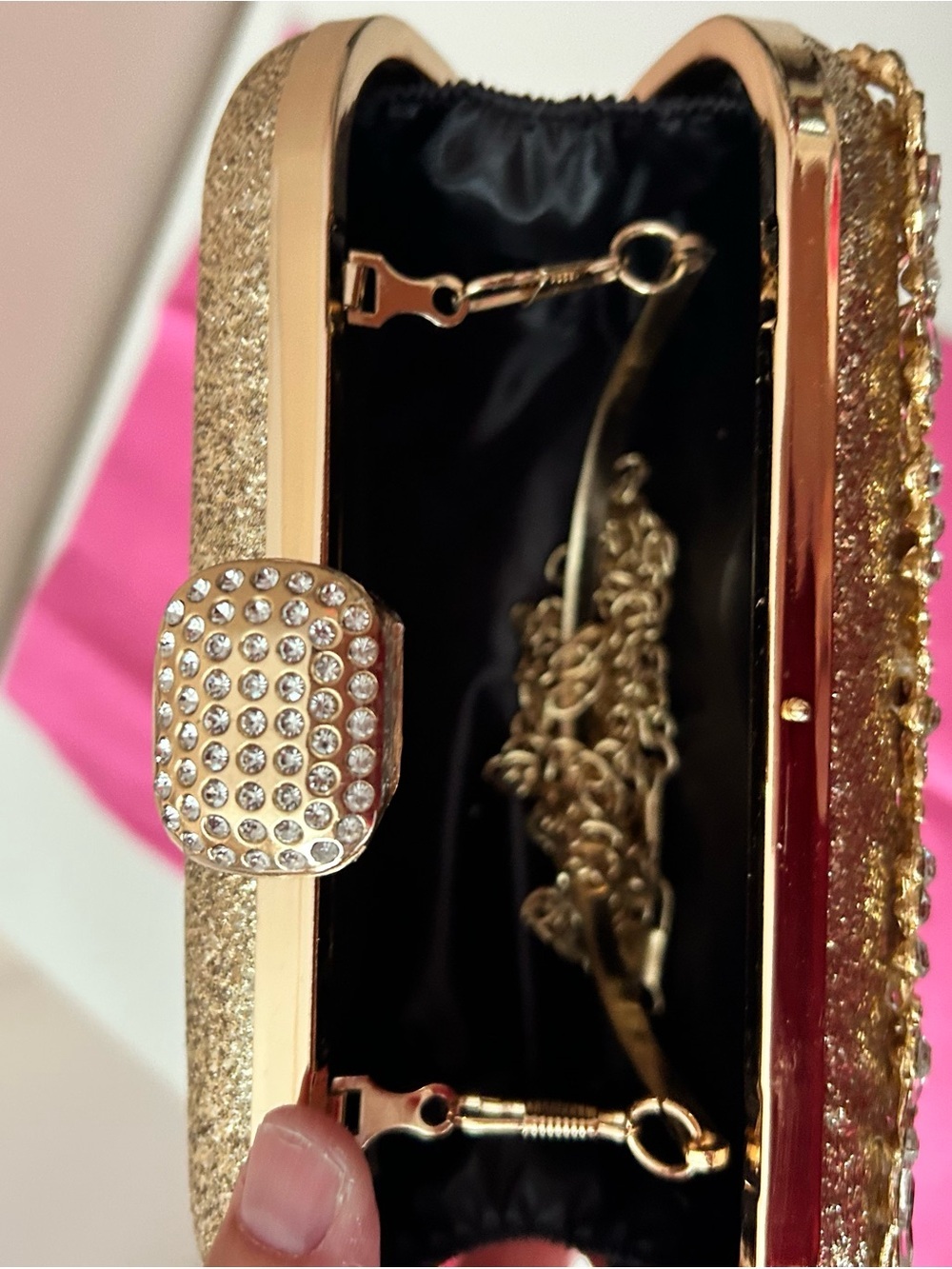 4/$100 Gold Crystal Embellished Evening Clutch - Gold - Picture 6 of 6